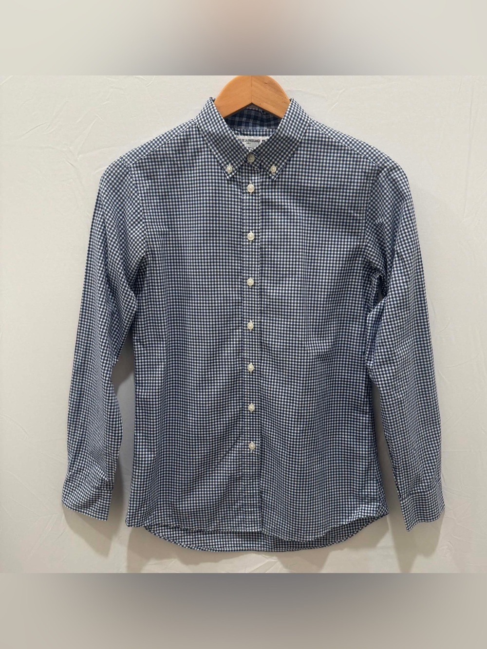 Ines De la Fressange Uniqlo Women's 100% CottonBlue Gingham Button-Down Shirt S